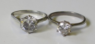 2 solitaire dress rings set white stones