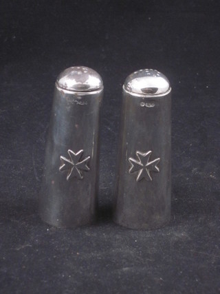 A pair of Maltese silver salts decorated a Maltese Cross