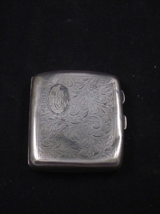 A silver cigarette case with engine turned decoration,  Birmingham 1927, 2 ozs