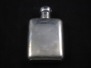 An Edwardian plain silver hip flask, Chester 1907, marks rubbed, 3 ozs