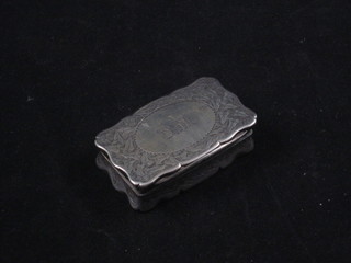 A Victorian silver snuff box with hinged lid, Birmingham 1894,  2 ozs