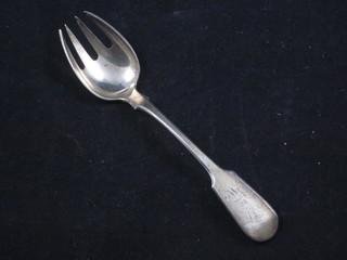 A Victorian silver fiddle pattern pickle fork, Newcastle 1865
