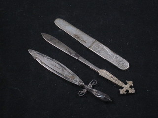 A Scots silver bookmark, Edinburgh 1925 together with 2 other  silver bookmarks