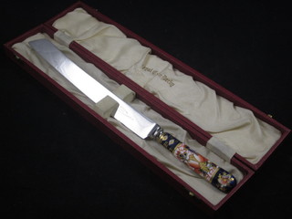 A Royal Crown Derby bread knife with porcelain handle