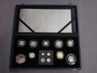 A Queen's 80th Birthday limited edition proof set of silver coins, cased,