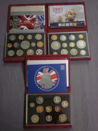3 silver proof sets of coins 2004 - 2006