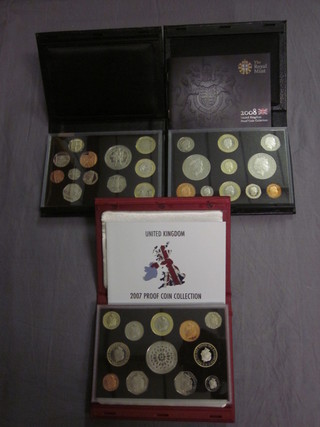 3 silver proof sets of coins 2007 - 2009