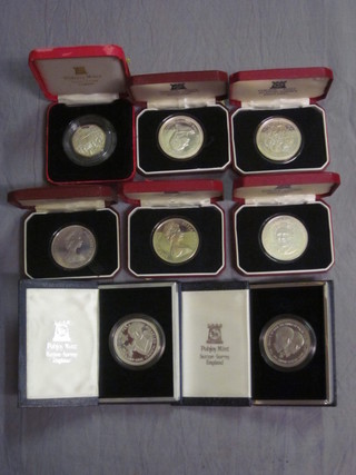 7 various silver proof coins