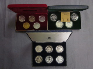10 various silver proof coins and 5 others, cased
