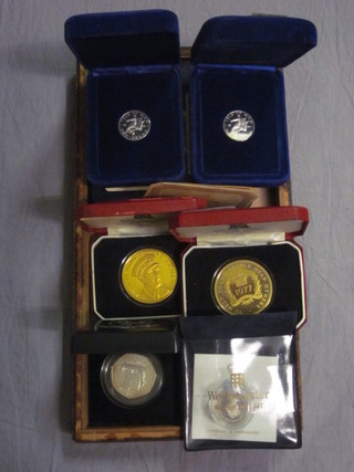 A 1977 silver gilt Jubilee crown, a Mountbatton HMS Kellysilver  gilt crown, 4 Silver Jubilee silver proof crowns, 3 Isle of Man  silver coins and a silver proof 