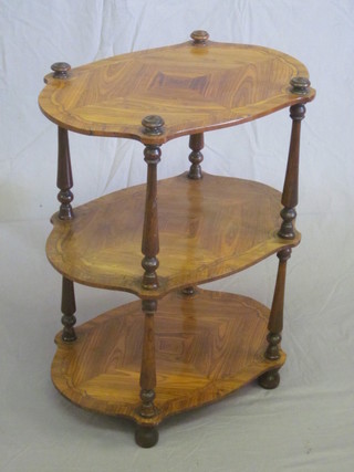 A 19th Century 3 tier oval tulip wood etagere 20"