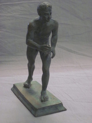 A bronze figure of a classical running man 5"