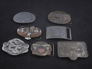 7 various American reproduction belt buckles