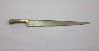 An Eastern dagger with 18" tapering blade and horn grip, no  scabbard  ILLUSTRATED
