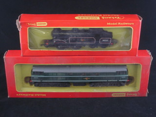 A Triang Hornby R427 Caledonia diesel together with a Triang Hornby R.754 tank engine boxed