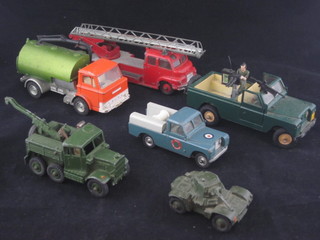 A Dinky Johnson road sweeper, a Dinky fire engine no 956, 4  other toy cars