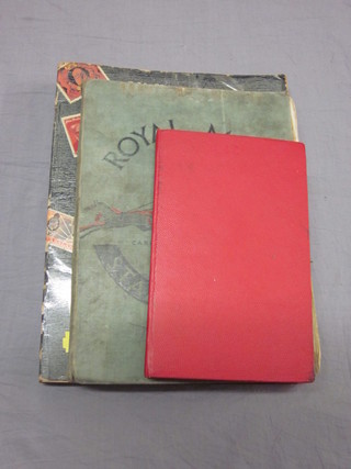 A red stock book of stamps, a Royal Mail stamp album, an All National stamp album and a Crusader stamp album