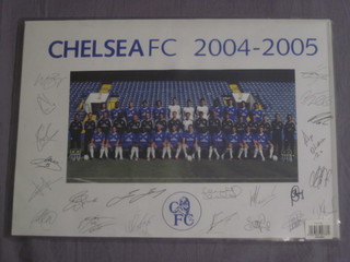 A signed photograph of Frank Lampard and a Chelsea 2004-2005 poster with facsimile signatures, together with 2 black and white  photographs