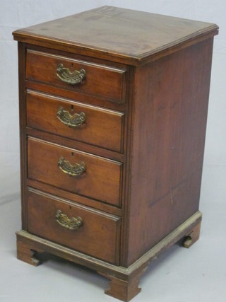 A Victorian walnut pedestal chest of 4 long drawers, raised on bracket feet 80"