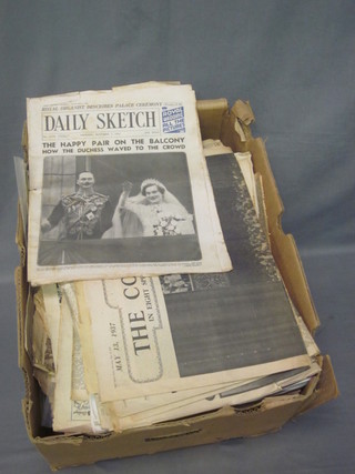 A collection of old newspapers, ephemera etc mostly relating to  the Royal Family,