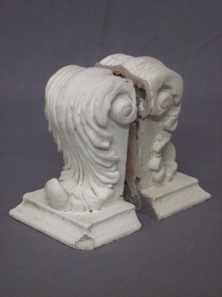 A pair of Victorian plaster Vitruvian style scrolls 6"