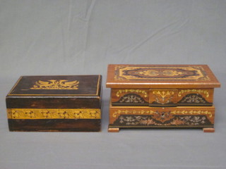 A Sorrento style inlaid jewellery box with hinged lid 10" and 1 other inlaid box with hinged oid
