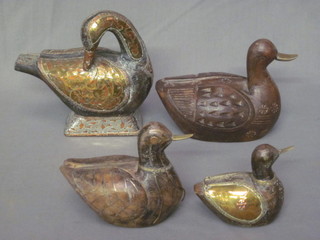 4 various Eastern hardwood figures of ducks