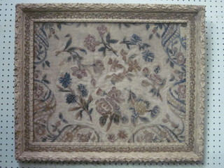An 18th/19th Century floral patterned wool work panel 19" x 15"