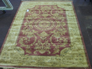 A contemporary machine made Abusson style rug with central  medallion 89" x 59"