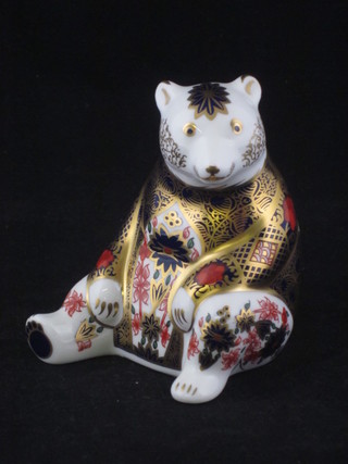 A Royal Crown Derby figure of a seated bear, base marked LX  4"
