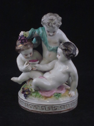 A Continental porcelain figure group of cherubs 5"