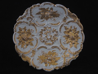 A Meissen plate with gilt decoration, base with sceptre mark and incised 21 9"