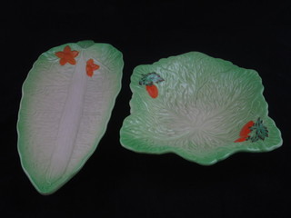 A Beswick elongated leaf shaped dish 12" and 1 other leaf shaped  dish 9"