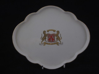 A Goss crested china tray decorated The Arms of Aberdeen 9"