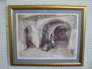 Sir William Russell Flint, a coloured print "Lady Archers"  signed in the margin and with blind proof stamp 1966 20" x 25"