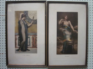 A pair of coloured prints "Incantation and A Fair Reflection" 12" x 6"
