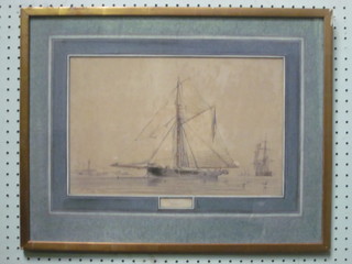 A monochrome print "French Vessel - Coti" 9 1/2" x 14"