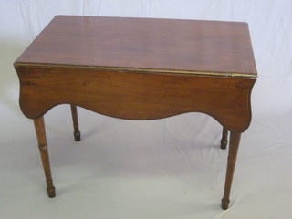 A 19th Century mahogany Pembroke table, fitted a drawer,  raised on turned supports 32"