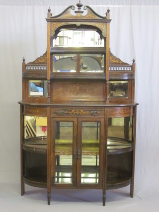 A Victorian inlaid rosewood chiffonier sideboard with raised mirrored back, fitted various niches, 48"   ILLUSTRATED