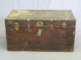 A 19th Century camphor trunk with iron handles and hinged lid,  39"