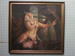 Oil painting on board "The Death of Cleopatra" 20" x 22"