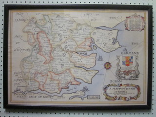 After Richard Blome, a coloured map of Essex 15" x 22"