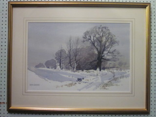Alwyn Crawshaw, watercolour "Snowy Landscape" 14" x 21"