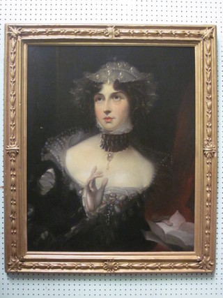 18th Century style head and shoulders portrait of a Noble Woman  29" x 24", contained in a decorative gilt frame, re-lined   ILLUSTRATED