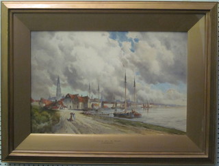 L. Van Staaten "Antwerp From The Scheld" 15" x 24"