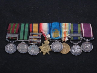 A group of 8 miniature medals comprising India General Service  medal 1895-1902, Ashanti medal, Queen South Africa medal,  1914 Star, British War medal, Victory medal, India General  Service medal 1908-1935, an Edwardian VII issue Army Long  Service Good Conduct medal