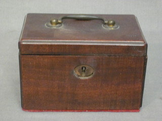 A 19th Century mahogany trinket box with hinged lid fitted a  secret drawer 6"
