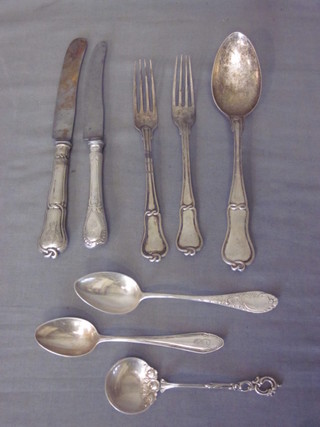 A Continental spoon marked 750 Sachwall and 2 matching forks  etc