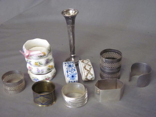A small collection of silver plated items and a napkin ring