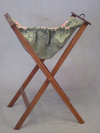 An Edwardian inlaid mahogany folding sewing basket